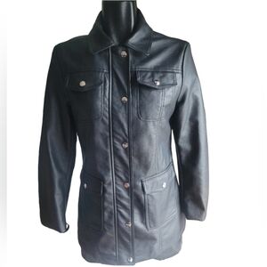 Guess Black Vegan Leather Jacket Size M